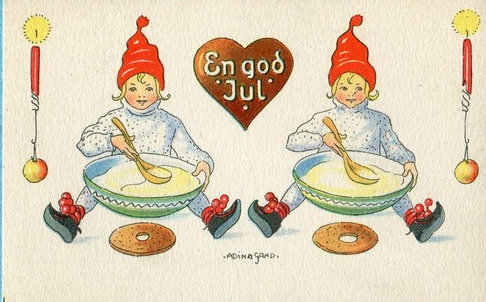 Adina Sand, Swedish miniature postcard, Children eat pudding, Used, 1932-Ebay