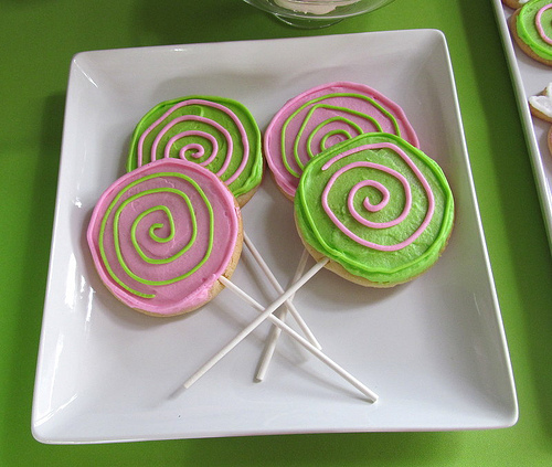 pink green lollipop cookies